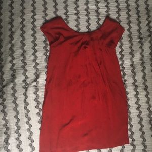 Red silk mini dress